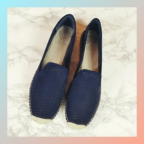 Vince Camuto Shoes - Vince Camuto Navy Blue Espadrilles Laser Cut Flat